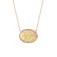 Australian Opal Necklace with Scattered Diamonds