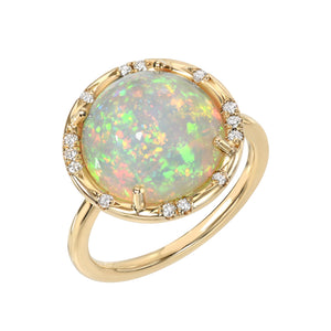 Opal Ring with Scattered Diamonds