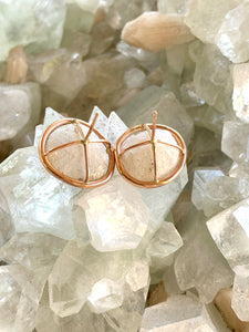 Baby Geode Stud Earrings with Scattered Diamonds