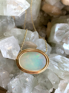 Opal Necklace with Scattered Diamonds and Paraiba