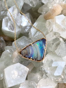 Australian Boulder Opal and Diamond Necklace