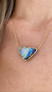 Australian Boulder Opal and Diamond Necklace
